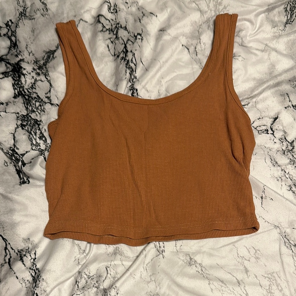 SHEIN Brown Cropped Fitted Tank Top